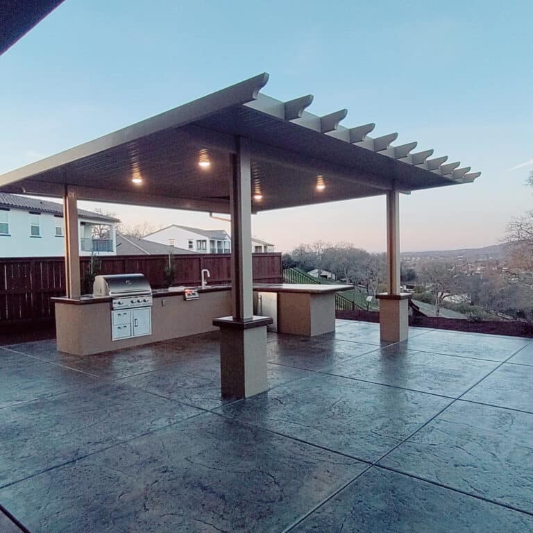beautiful pergola installed in backyard