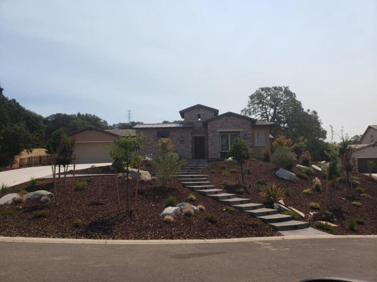 front yard landscaping with concrete steps