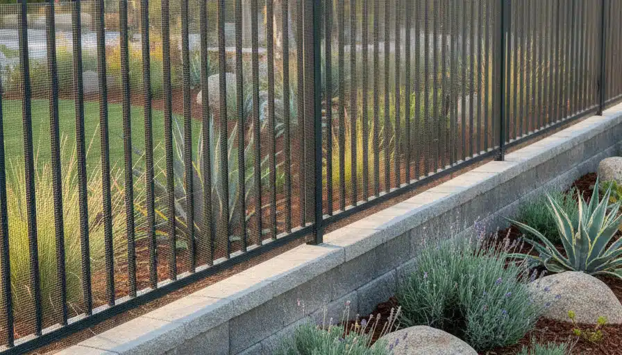snake fencing professionally installed in backyard
