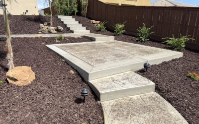 backyard landscaping with concrete work